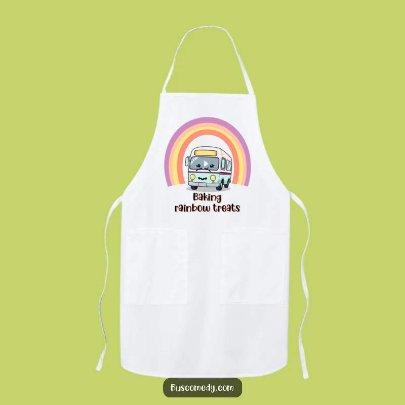 Funny Kawaii Bus Rainbow Apron - Cook Up Some Color!