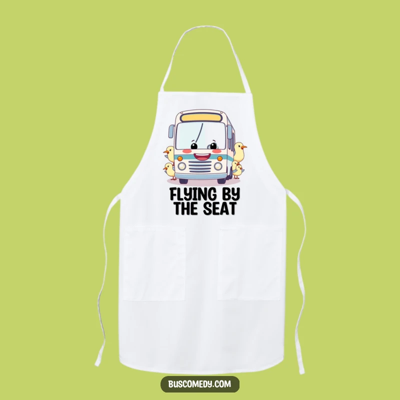 Funny Bus & Birds Apron: Cook Up Laughs with This Hilarious Kitchen Essential!
