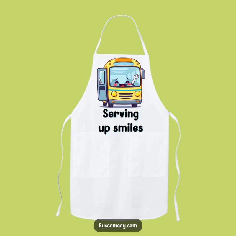 Funny Bus Waving Apron: Kitchen Adventures with a Welcome