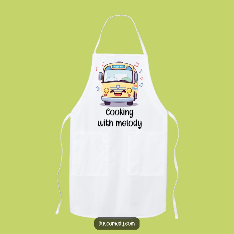 Funny Happy Bus Music Apron: Cook to the Rhythm Gift