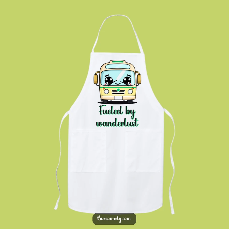 Funny Kawaii Bus Apron: Cheerful Big Eyes Friendly Honk Kitchen Gift
