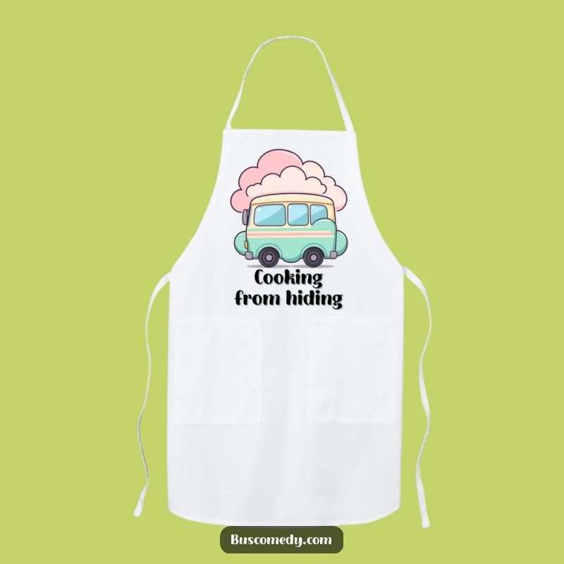 Funny Shy Bus Apron: Behind Cloud, Gentle Cooking Funny Gift