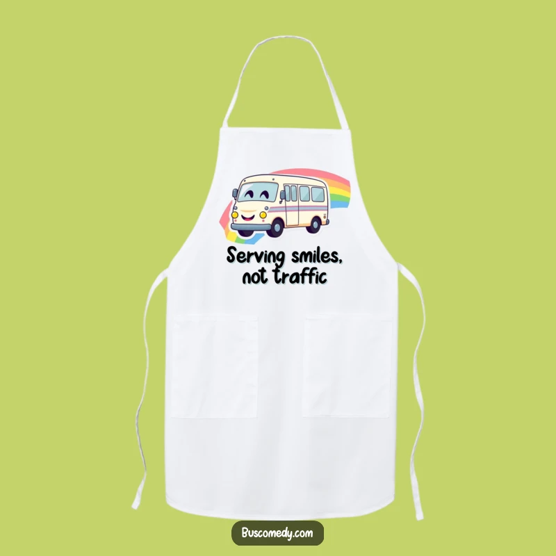 Funny Rainbow Bus Apron - Chef's Smiley Face Cooking Gift for Bus Fans