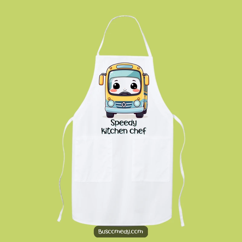 Funny Kawaii Bus Apron - Smiling Race Car Driver Gift