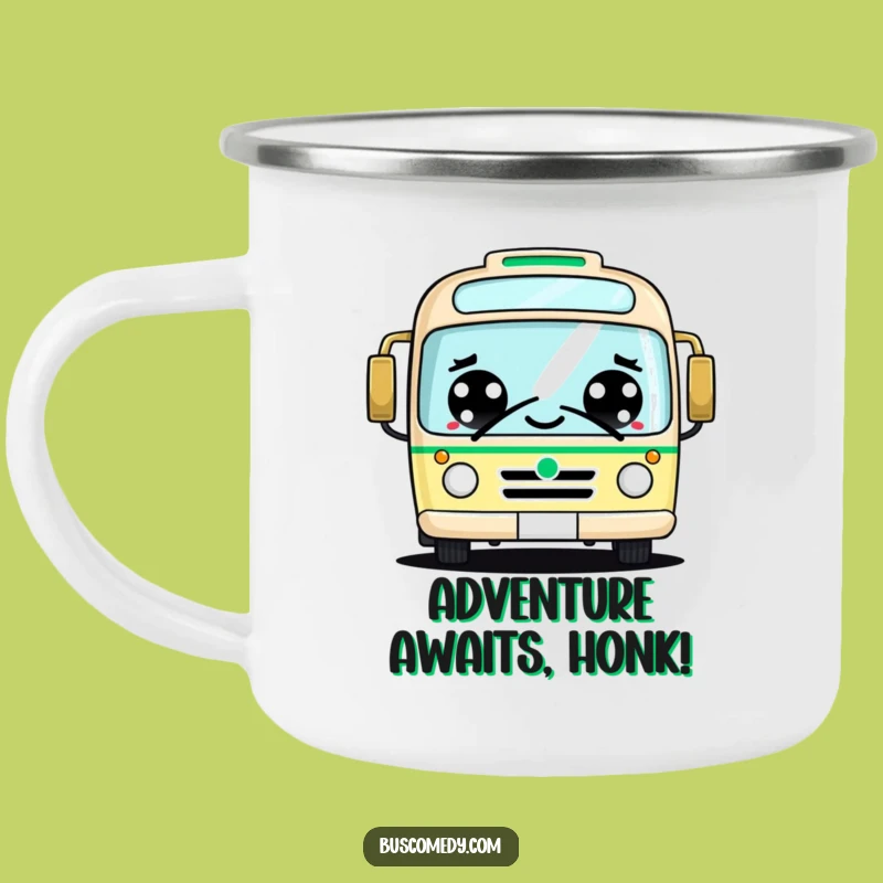 Funny Kawaii Bus Camping Mug: Big Cheerful Eyes Friendly Honk Outdoor Gift