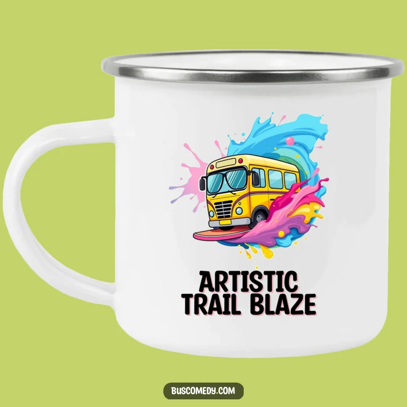 Funny Bus Paint Surfer Camping Mug: Cool Character Sunglasses Outdoor Gift