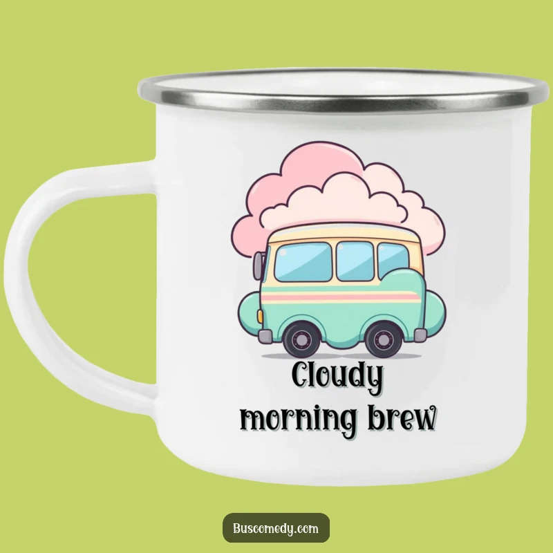 Funny Shy Bus Camping Mug: Peeking Character, Outdoorsy Funny Gift