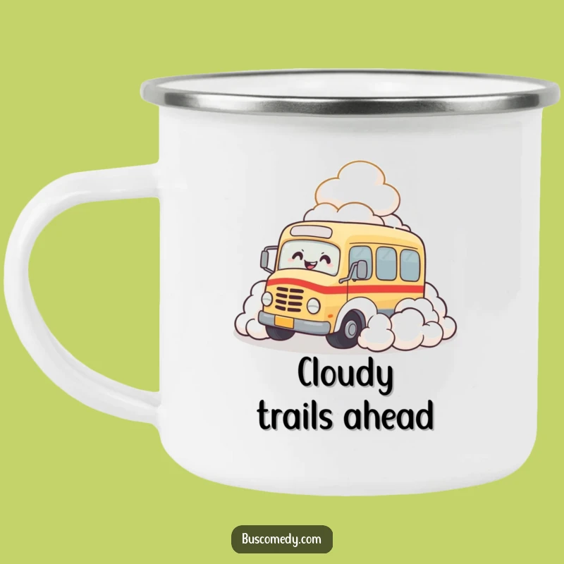 Funny Bus Cloud Giggle Camping Mug: Your Hilarious Companion for Outdoor Adventures
