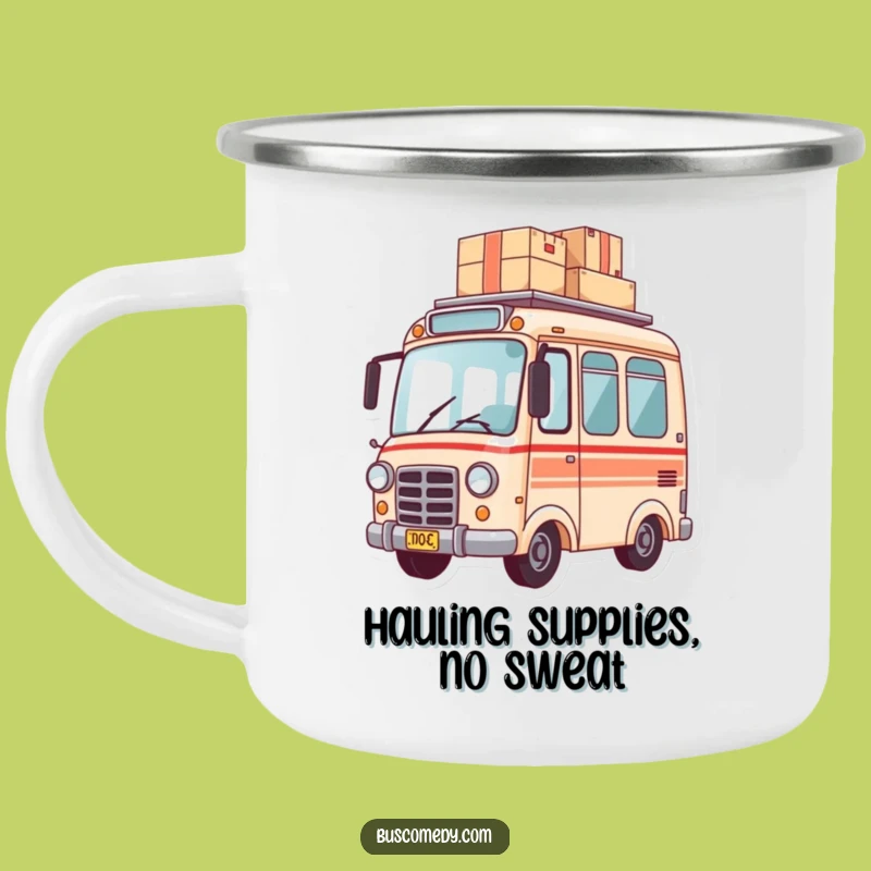 Funny Delivery Bus Camping Mug - Balancing Packages Outdoor Gift