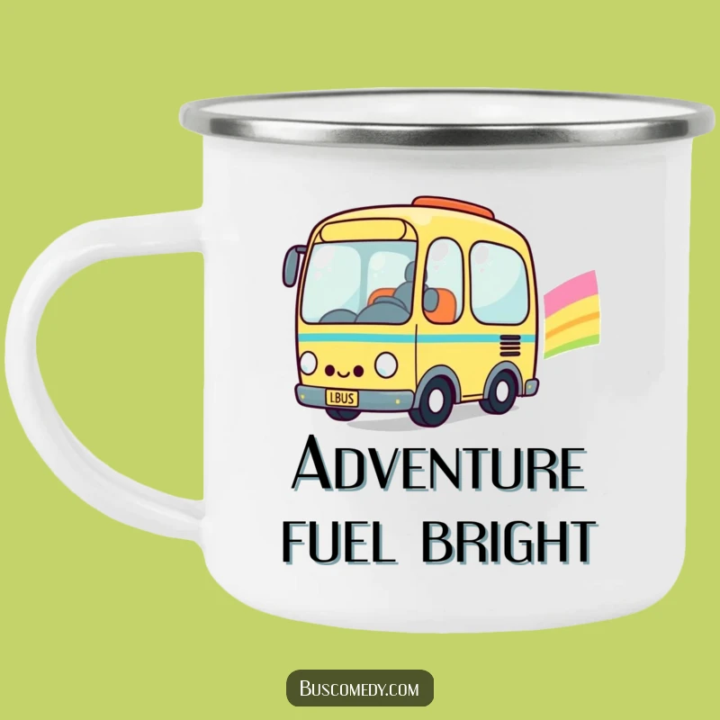 Funny Kawaii Bus Rainbow Camping Mug: Adventure Fuel for Happy Trails