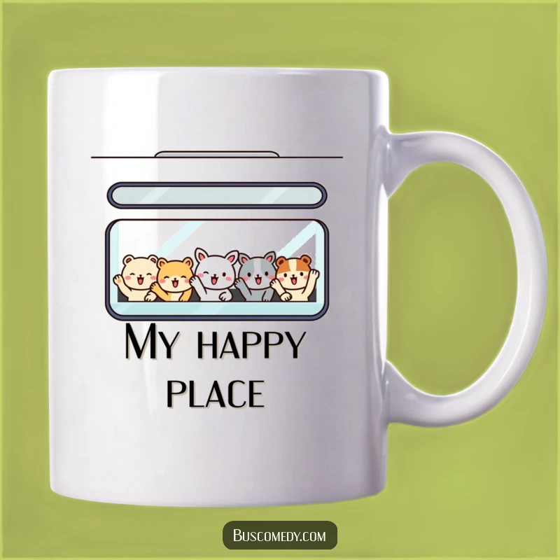 Funny Animal Bus Mug: Happy Passengers Gift for a Cheerful Morning