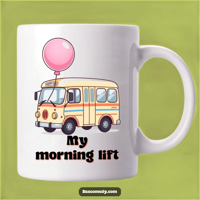 Funny Happy Bus Balloon Mug: Joyful Character Design, Perfect Funny Gift for All