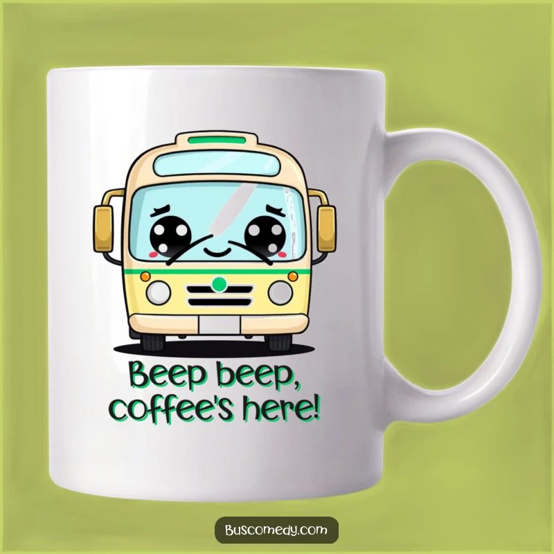 Funny Kawaii Bus Mug: Big Cheerful Eyes Honking Friendly, Perfect Gift