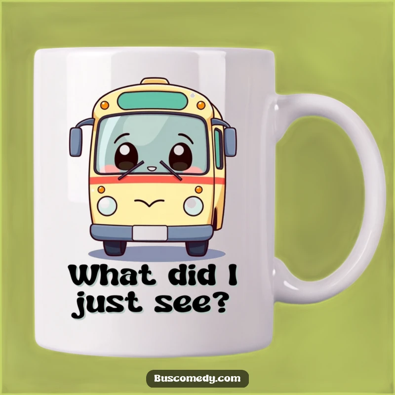 Funny Kawaii Bus Mug: Giggling Surprise Expression - Perfect Funny Gift!