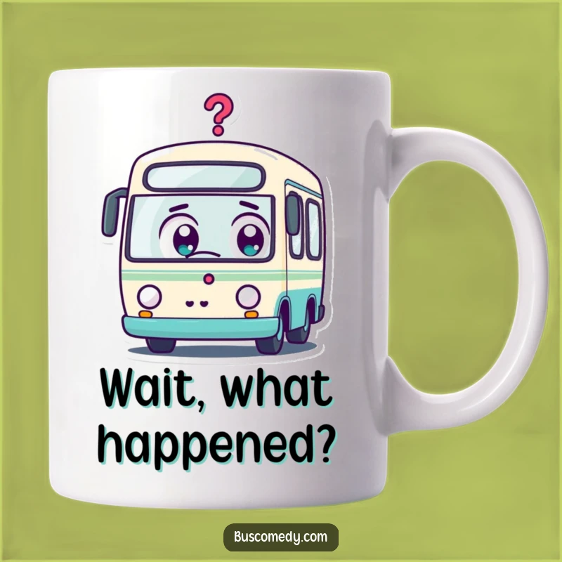 Funny Kawaii Bus Question Mark Mug: Express Your Bewilderment Hilariously