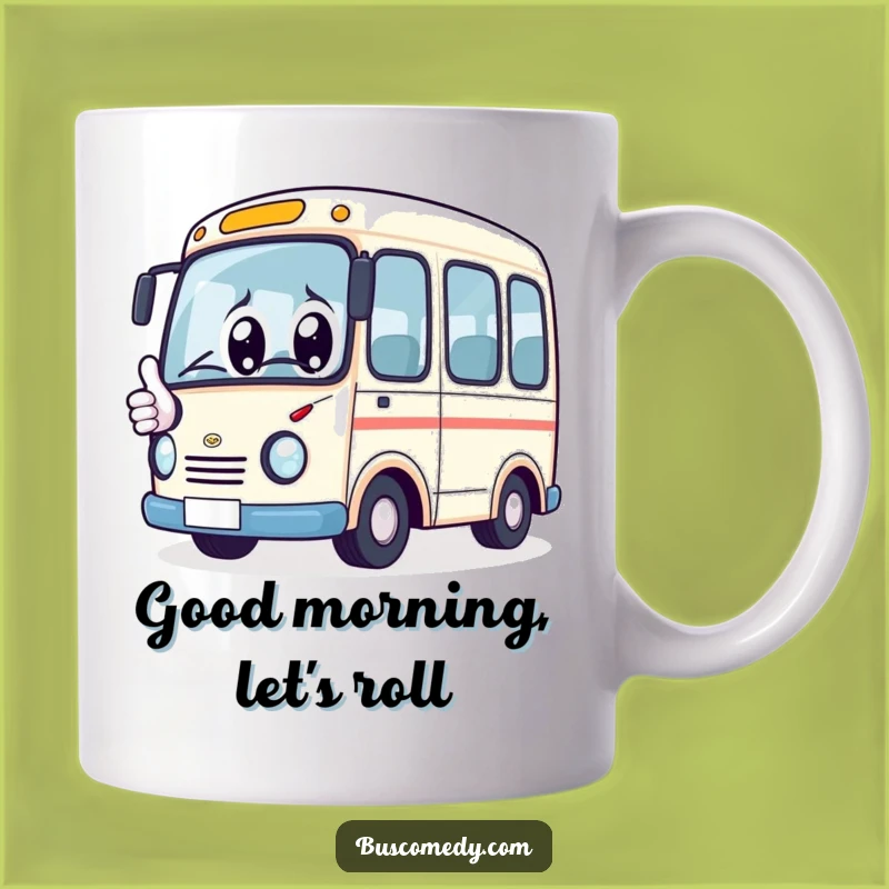 Funny Kawaii Bus Thumbs Up Mug: Cheerful & Positive Gift for Commuters