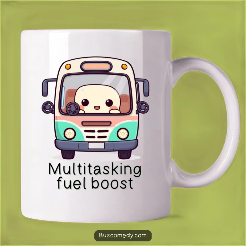 Funny Kawaii Bus Mug: Juggling Wheel Character for a Fun Ride Gift