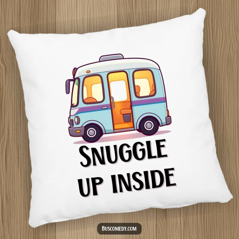Friendly bus pillow with a soft, warm glow emanating from its interior, offering comfort and a welcoming feel.