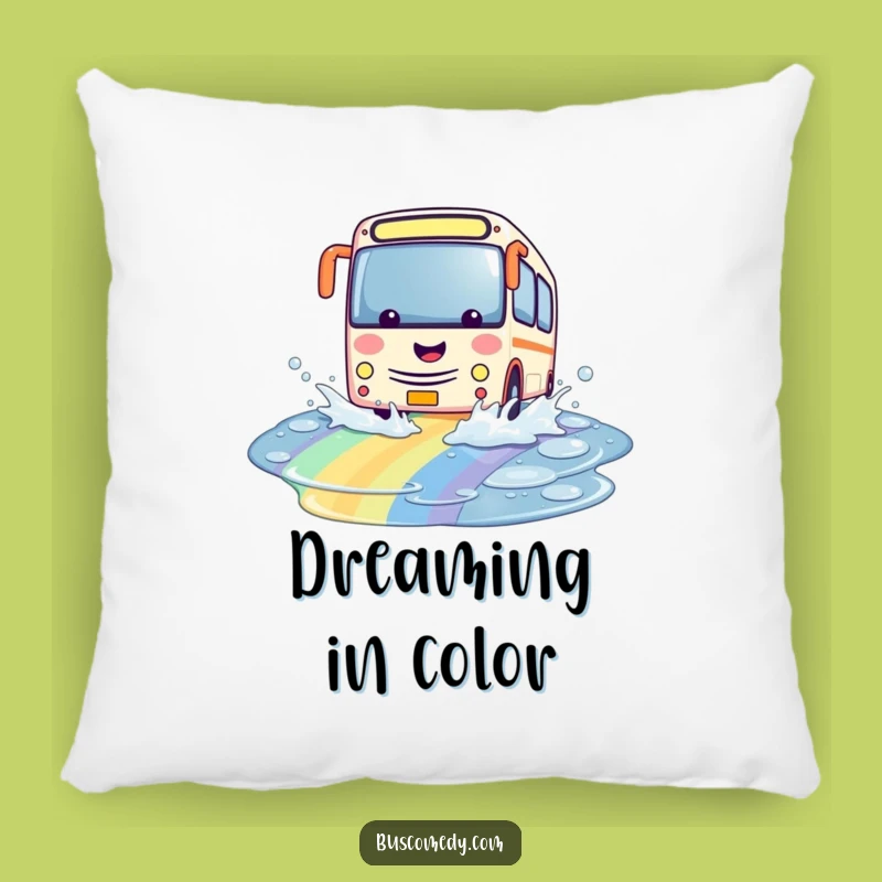 Funny Kawaii Bus Rainbow Pillow: Playful Splash Comfort, Cozy Gift