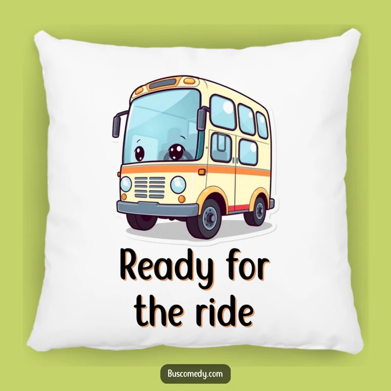 Funny Adventure Bus Pillow: Cute Character Wheels Spinning, Cozy Funny Gift Accent