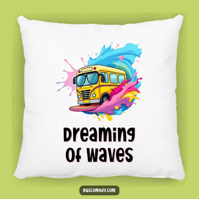 Funny Bus Paint Surfer Pillow: Cool Character Comfort Gift