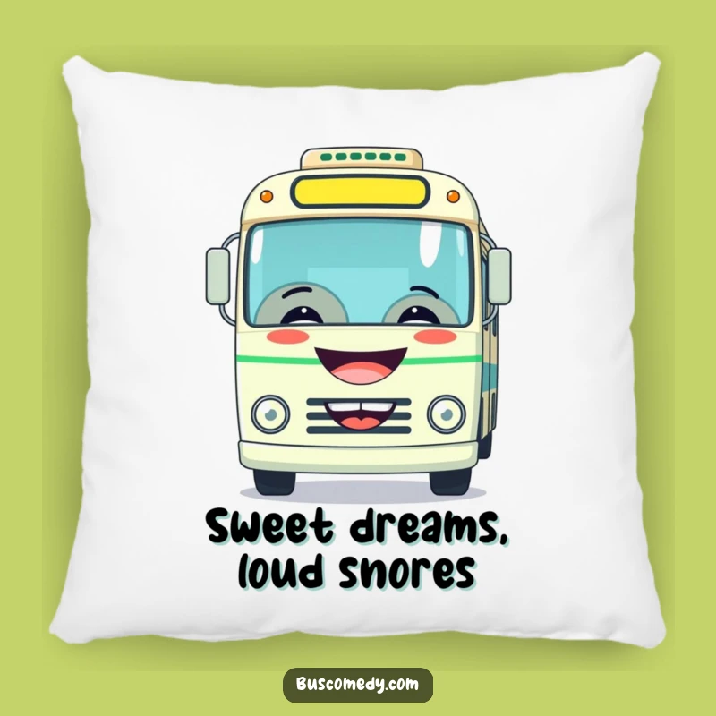 Funny Grinning Bus Pillow - Playful Honk Accent Gift