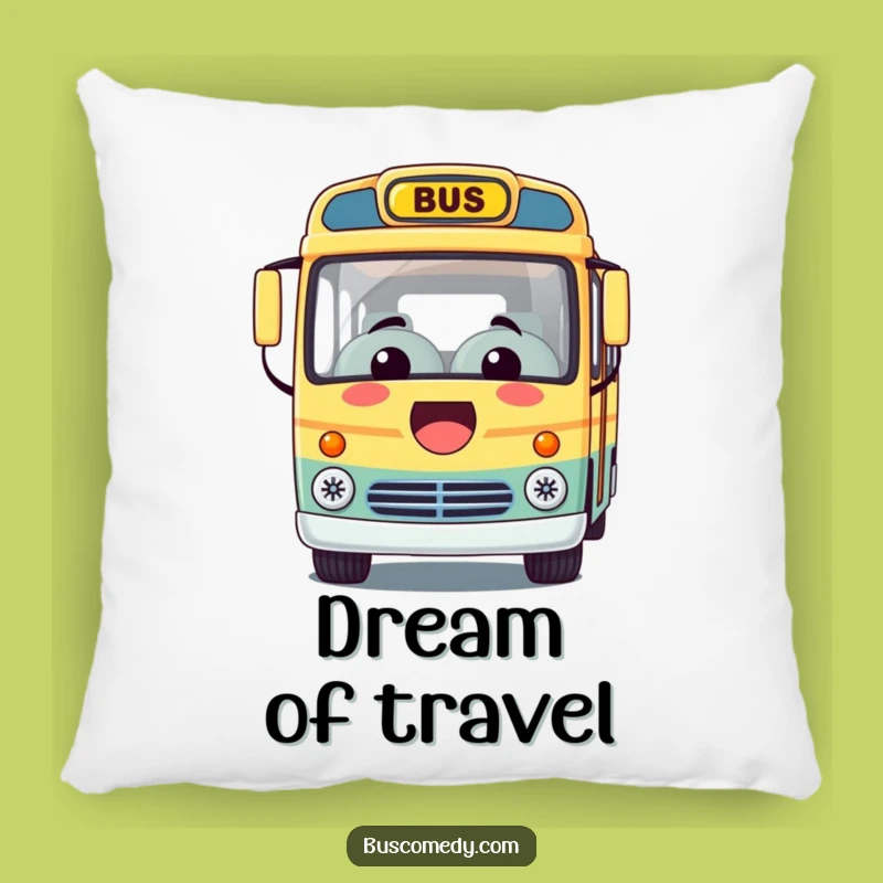 Funny Kawaii Bus Pillow: Snuggle Up with a Smiling Character Offering Comfort