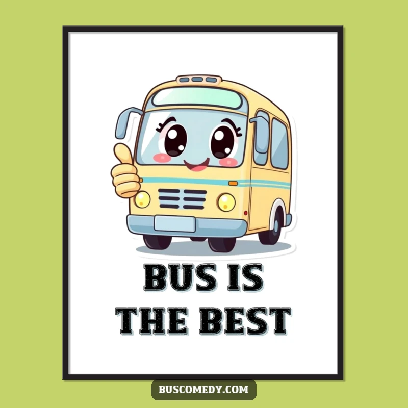 Funny Kawaii Bus Digital Art: Happy Character Print, Instant Funny Gift