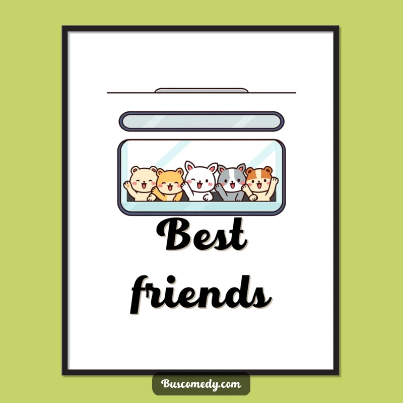 Funny Animal Bus Digital Art: Cheerful Passengers Download for Instant Smiles