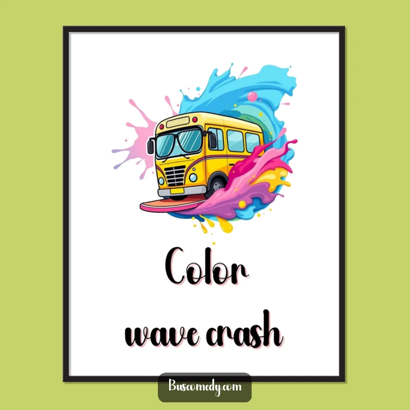 Funny Bus Paint Surfer Digital Art: Cool Character Sunglasses Print Gift