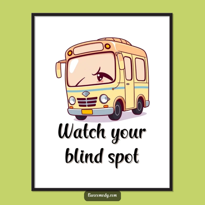 Funny Kawaii Bus Digital Art: Mischievous Peek with a Wink