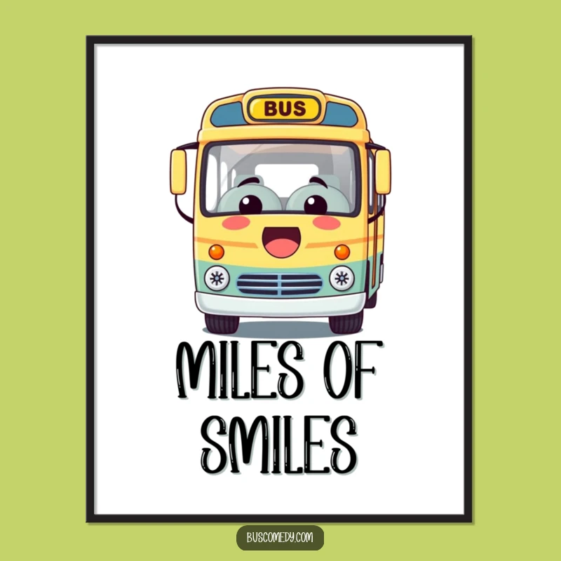 Funny Kawaii Bus Digital Art: A Smiling Character Offers a Joyful Ride