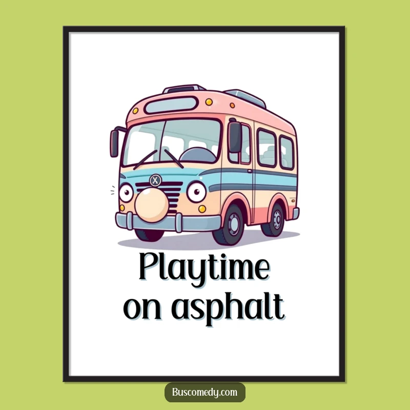 Funny Playful Bus Digital Art: Bouncing Ball Printable, Instant Funny Gift!