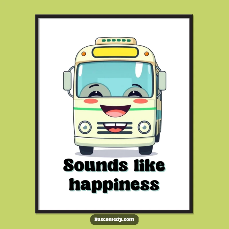 Funny Grinning Bus Digital Art - Playful Horn Print Gift