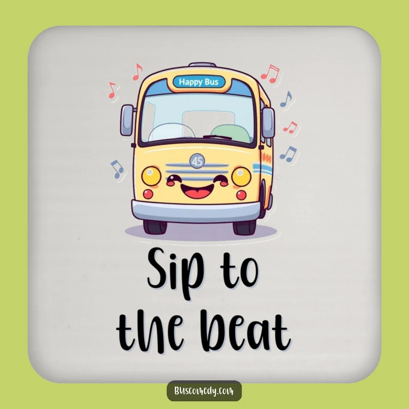 Funny Happy Bus Music Coaster: Musical Table Decor Gift
