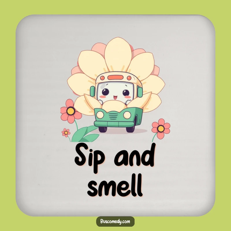 Funny Kawaii Bus Flower Coasters: Protect with Charm - Cute Funny Gift!