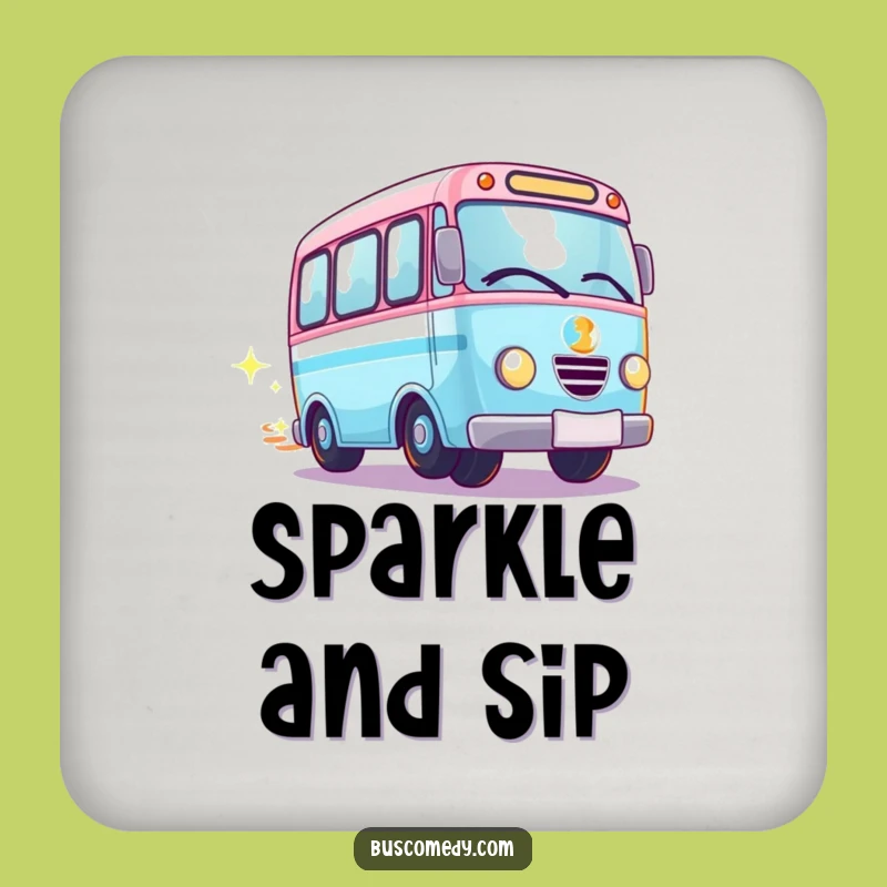 Funny Sparkly Kawaii Bus Wheels Spinning Coaster Set - Protect Surfaces with Magic
