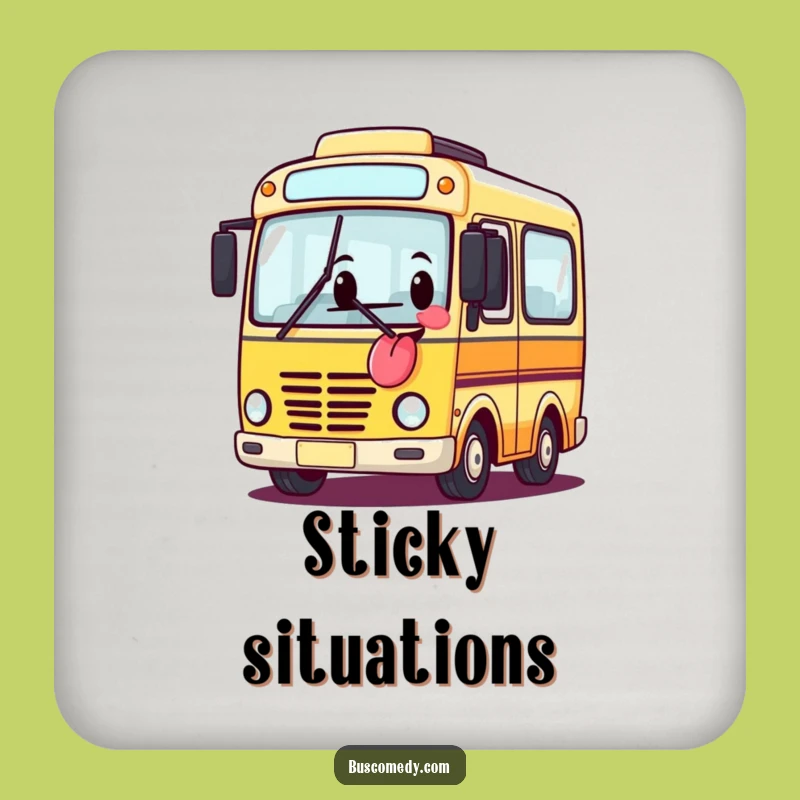 Funny Bus Tongue Out Coaster: Protect Surfaces with Humor, A Hilarious Gift!