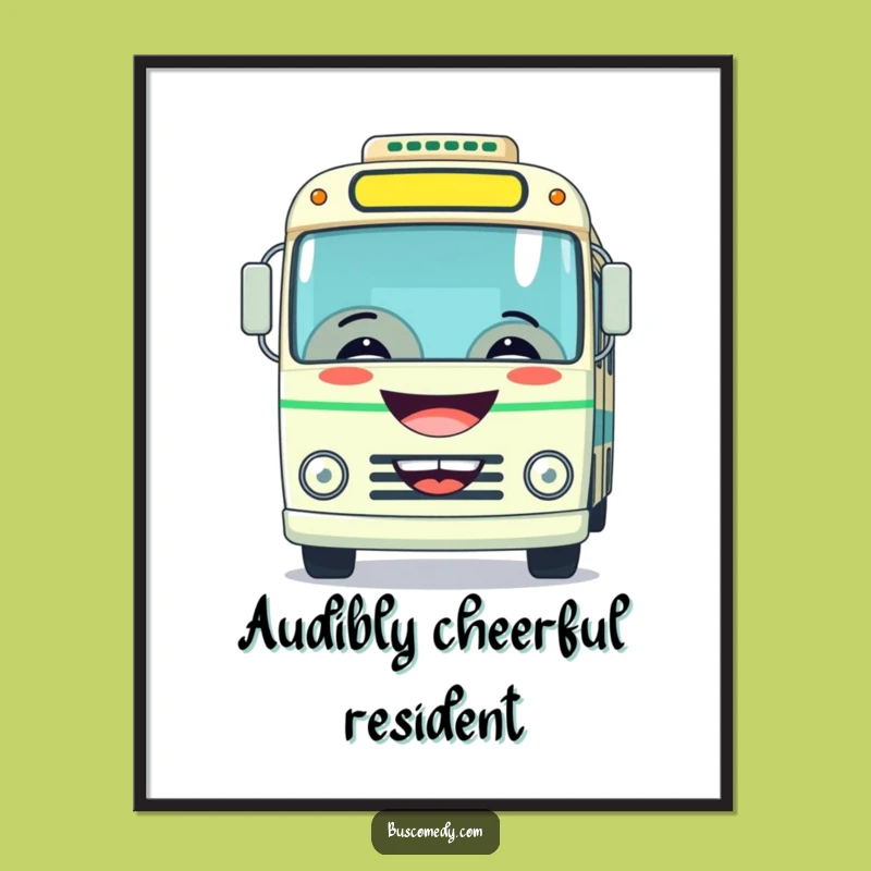Funny Grinning Bus Poster - Playful Horn Art Print Gift