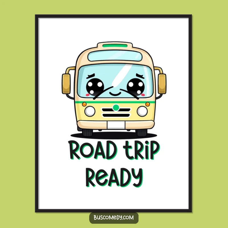 Funny Kawaii Bus Poster: Cheerful Big Eyes Friendly Honk Wall Art Gift