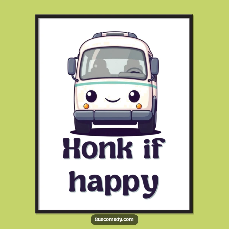 Funny Bus Honking Poster: Cheerful Wall Art for Transport Lovers