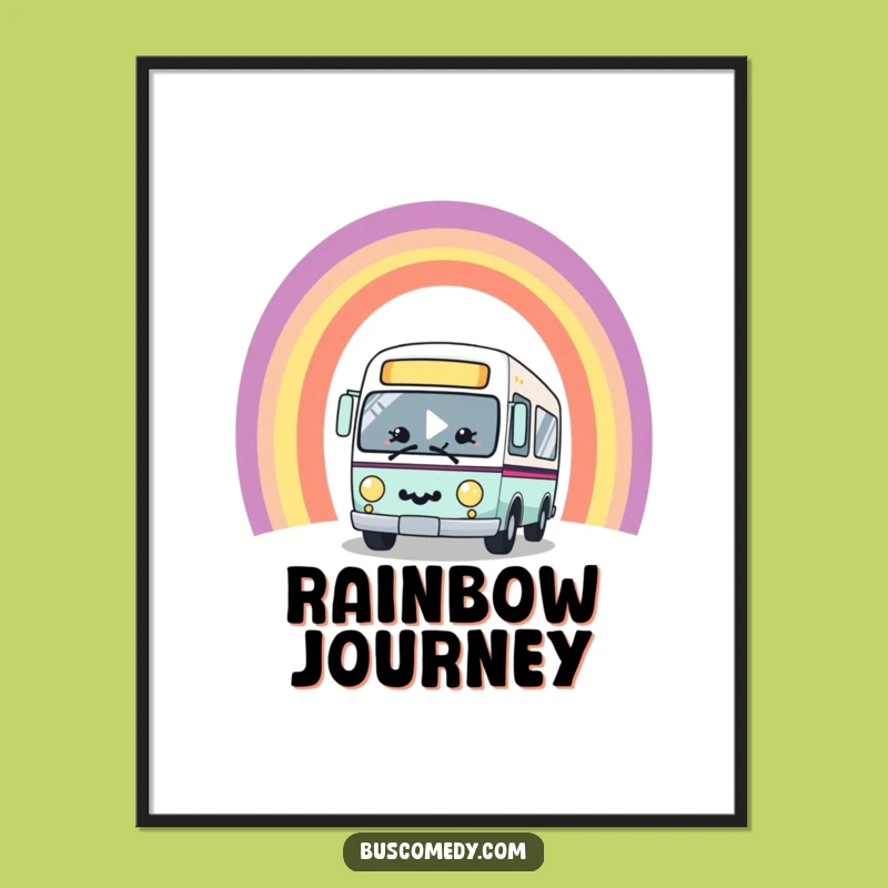 Funny Kawaii Bus Rainbow Poster - Bring Joy to Your Walls!