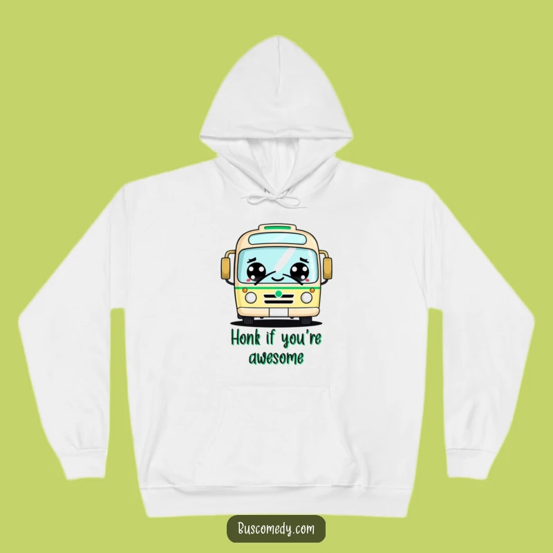 Cozy Funny Kawaii Bus Hoodie: Big Cheerful Eyes Friendly Honk Gift