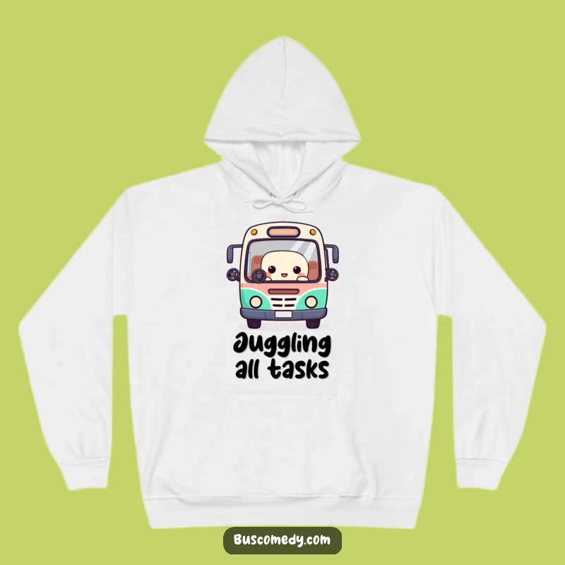Funny Kawaii Bus Hoodie: Cozy Up with a Juggling Steering Wheel Character