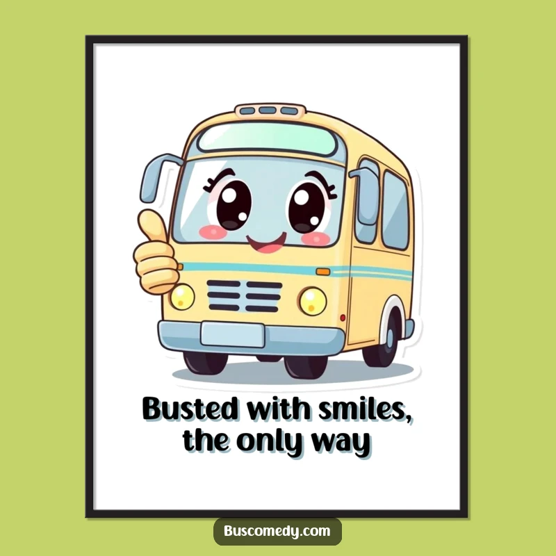 Free Printable Wall Art: Happy Bus Vibes, Thumbs Up Design, Downloadable Decor