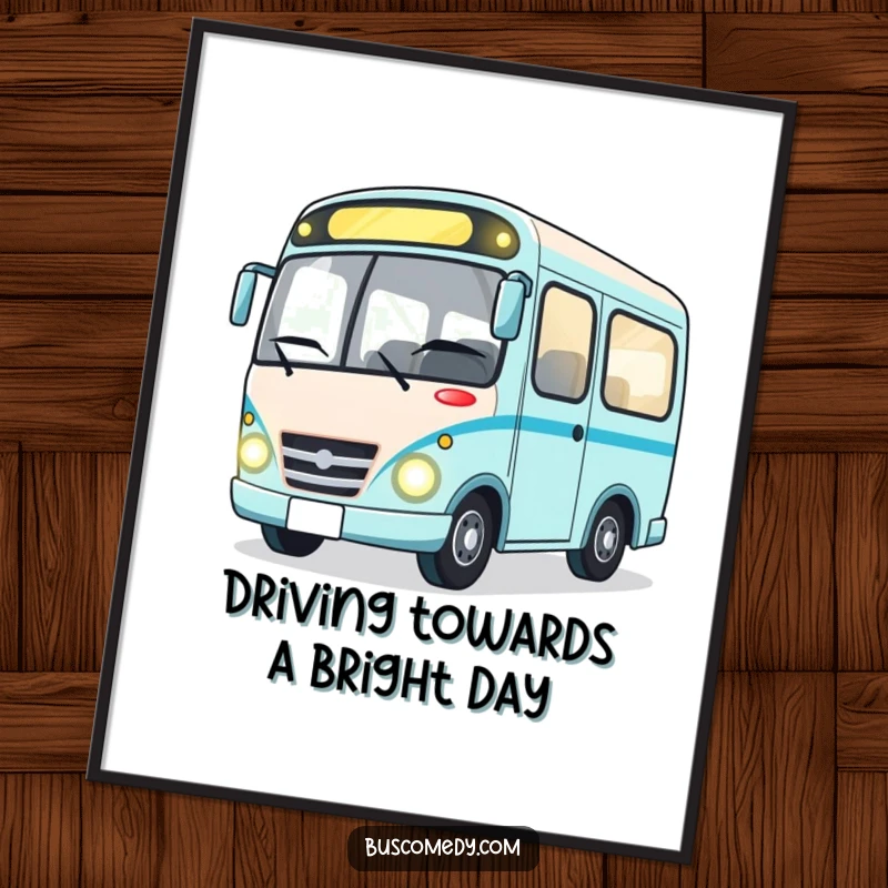 Funny Free Printable Wall Art: A cute, happy bus character winking with bright headlights, bringing cheerful vibes to any room. Quirky decor.