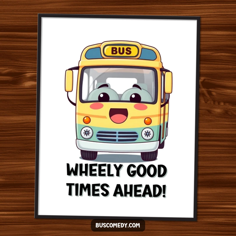 Funny Free Printable Kawaii bus wall art with a huge smile, offering a joyful ride, perfect for cheerful decor.