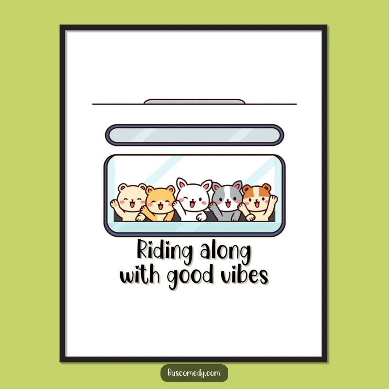 Free Printable Wall Art: Happy Animals in Bus Funny Downloadable Decor for Kids