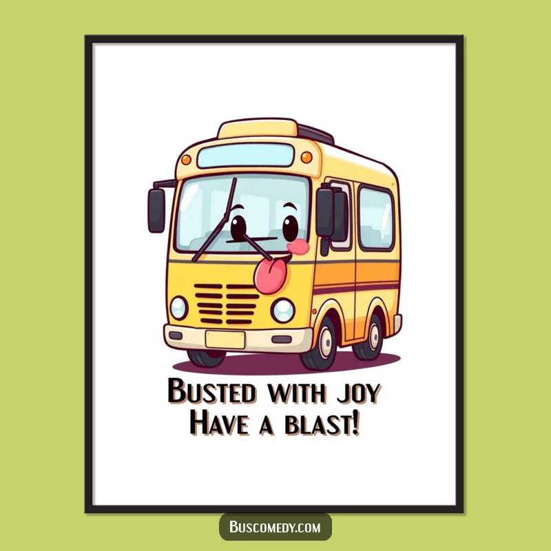 Funny Free Printable Wall Art: Cheerful Bus Tongue Out, Downloadable Humorous Decor