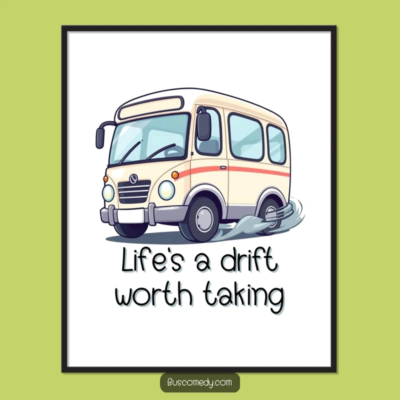 Funny Free Printable Wall Art: Drifting Bus, Action-Packed Downloadable Decor